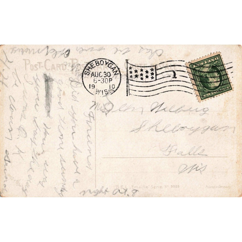 Vtg 1910 RPPC Postcard Romantic Couple Germany Sheboygan WI Postmark 3025 - Picture 2 of 2